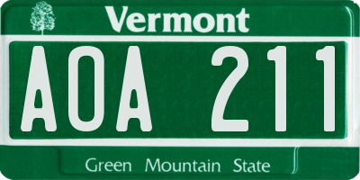 VT license plate AOA211