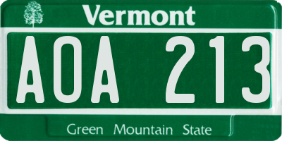 VT license plate AOA213
