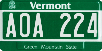 VT license plate AOA224
