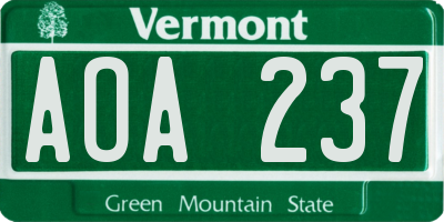 VT license plate AOA237