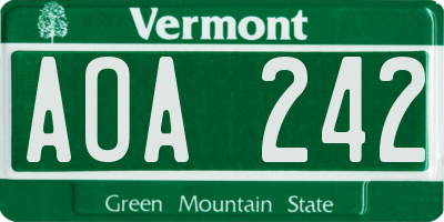 VT license plate AOA242