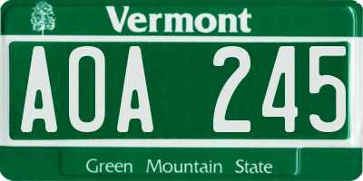 VT license plate AOA245