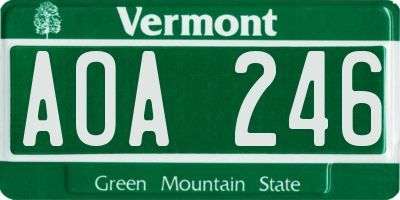VT license plate AOA246