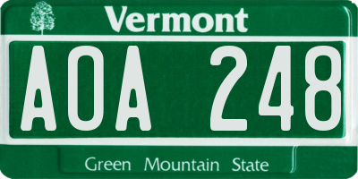 VT license plate AOA248