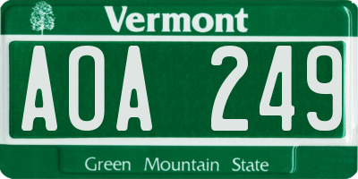 VT license plate AOA249
