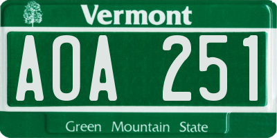 VT license plate AOA251