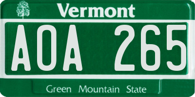 VT license plate AOA265