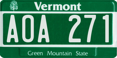 VT license plate AOA271