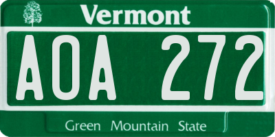 VT license plate AOA272