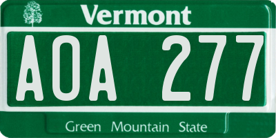 VT license plate AOA277