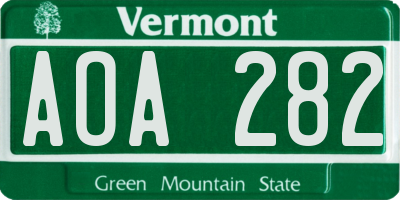 VT license plate AOA282