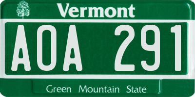 VT license plate AOA291