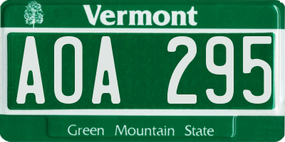 VT license plate AOA295