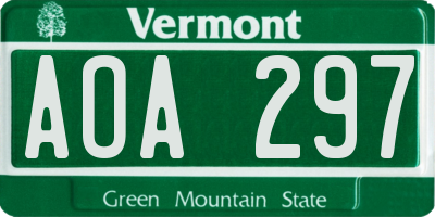 VT license plate AOA297