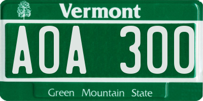 VT license plate AOA300