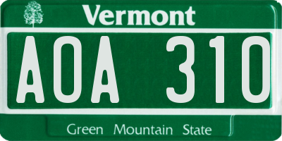 VT license plate AOA310