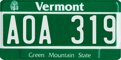 VT license plate AOA319