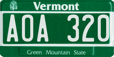 VT license plate AOA320