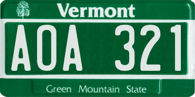VT license plate AOA321