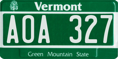 VT license plate AOA327