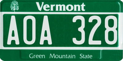 VT license plate AOA328