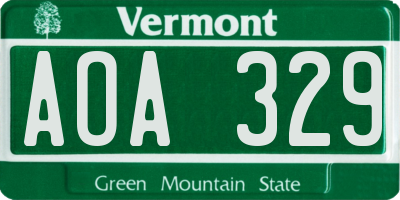 VT license plate AOA329