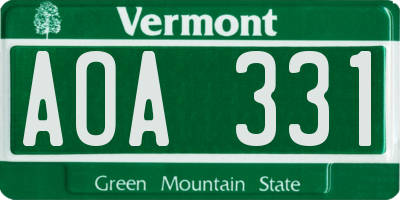 VT license plate AOA331