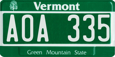 VT license plate AOA335
