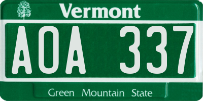 VT license plate AOA337