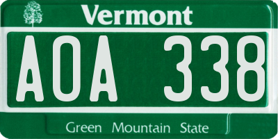 VT license plate AOA338