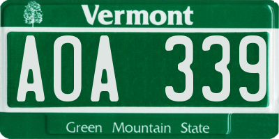 VT license plate AOA339