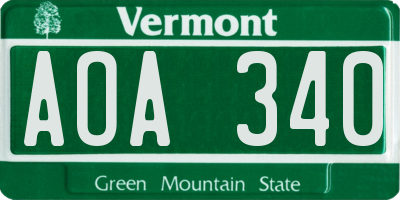 VT license plate AOA340