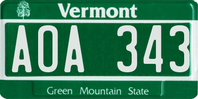 VT license plate AOA343