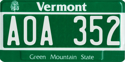 VT license plate AOA352