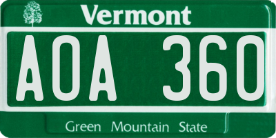 VT license plate AOA360