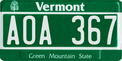VT license plate AOA367