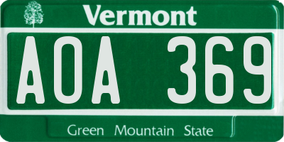 VT license plate AOA369