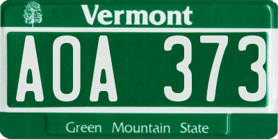 VT license plate AOA373
