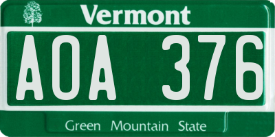 VT license plate AOA376