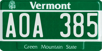 VT license plate AOA385