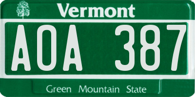 VT license plate AOA387