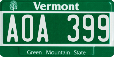 VT license plate AOA399