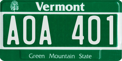 VT license plate AOA401