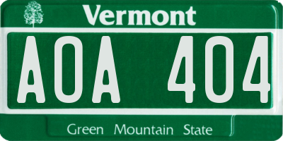 VT license plate AOA404