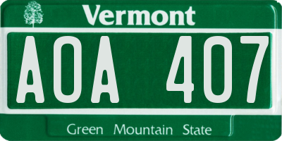 VT license plate AOA407