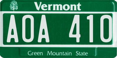 VT license plate AOA410