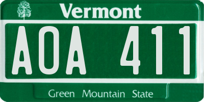 VT license plate AOA411