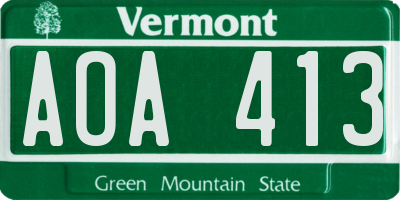 VT license plate AOA413