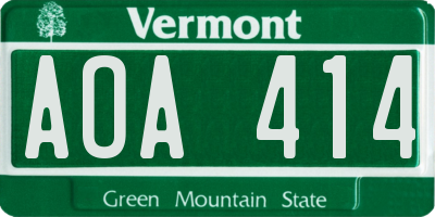 VT license plate AOA414