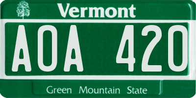 VT license plate AOA420